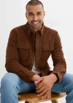 Homme bonprix Vêtements Thermiques|Chemises|Chemise en velours côtelé extensible avec doublure polaire