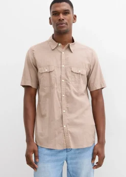 Homme bonprix Chemises|Chemise manches courtes 100% coton