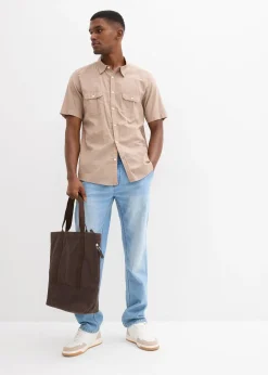 Homme bonprix Chemises|Chemise manches courtes 100% coton