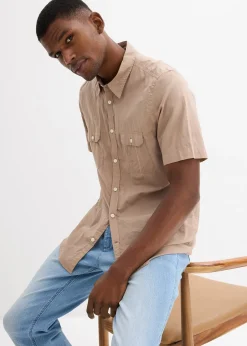 Homme bonprix Chemises|Chemise manches courtes 100% coton