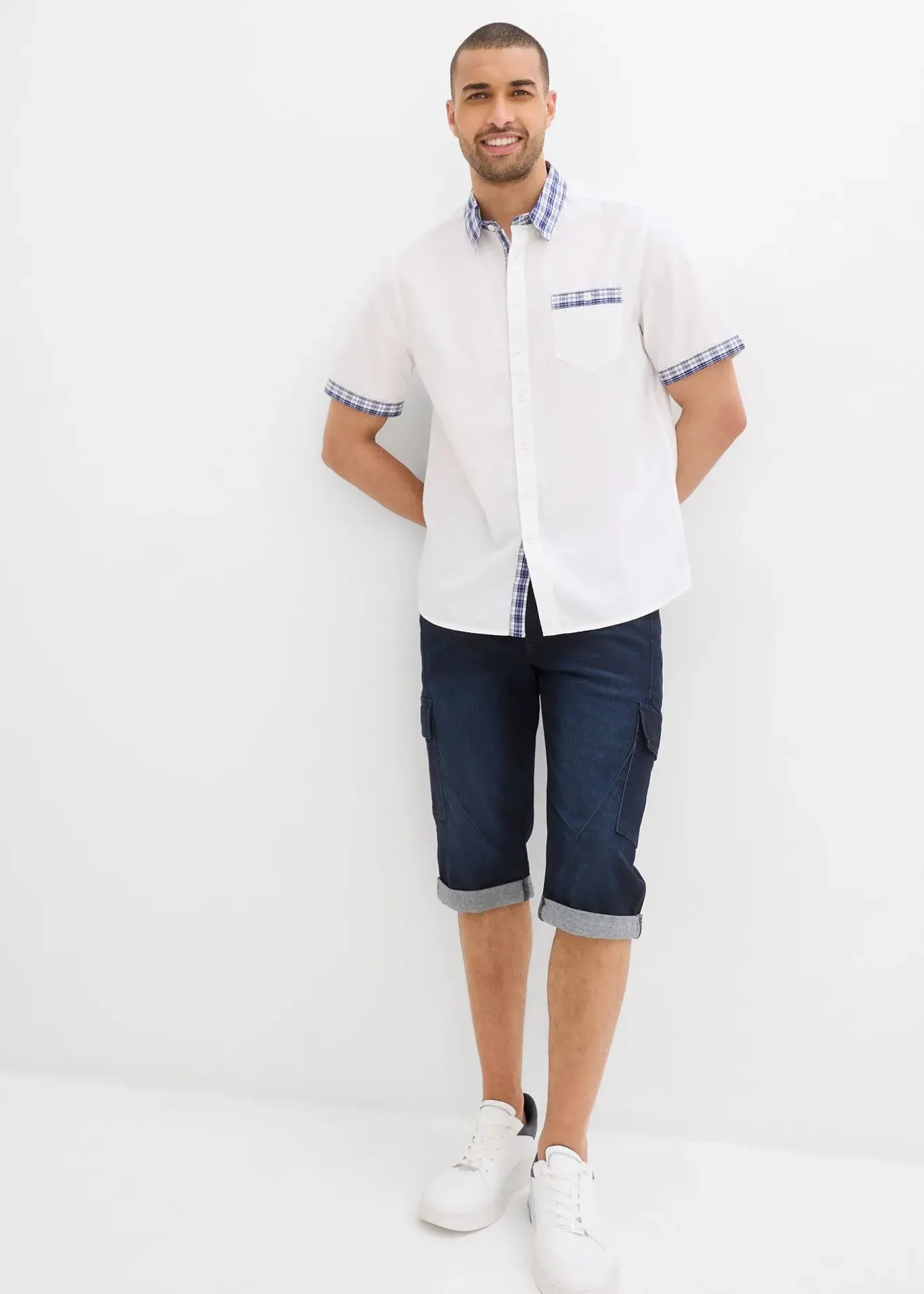 Homme bonprix Chemises|Chemise manches courtes 100% coton