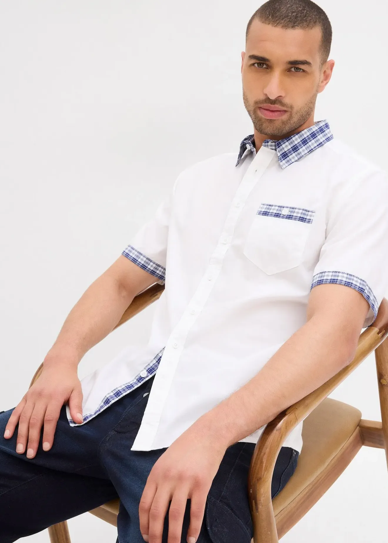 Homme bonprix Chemises|Chemise manches courtes 100% coton
