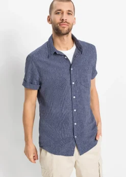 Homme bonprix Chemises|Chemise manches courtes en lin mélangé