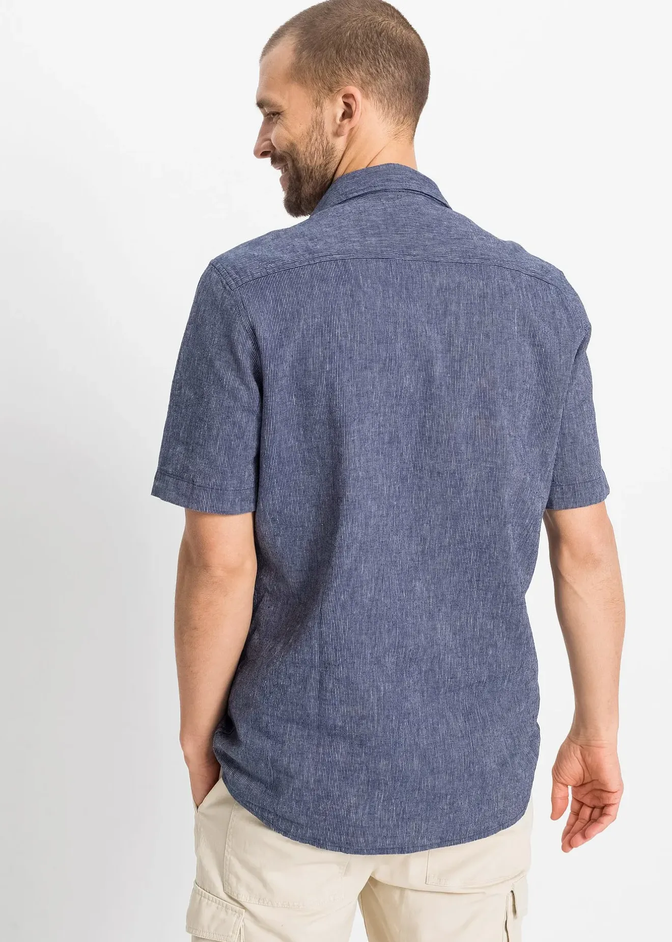 Homme bonprix Chemises|Chemise manches courtes en lin mélangé