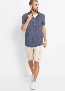 Homme bonprix Chemises|Chemise manches courtes en lin mélangé