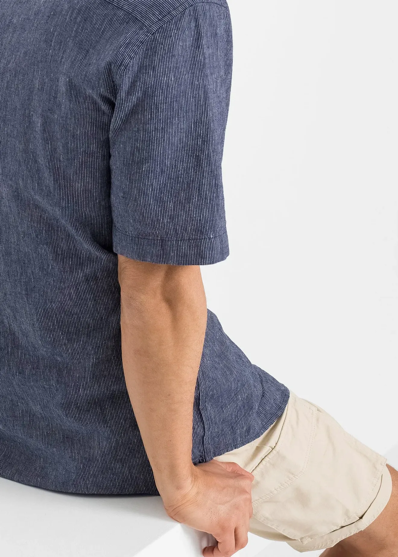 Homme bonprix Chemises|Chemise manches courtes en lin mélangé