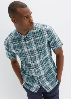 Homme bonprix Chemises|Chemise manches courtes en seersucker 100% coton