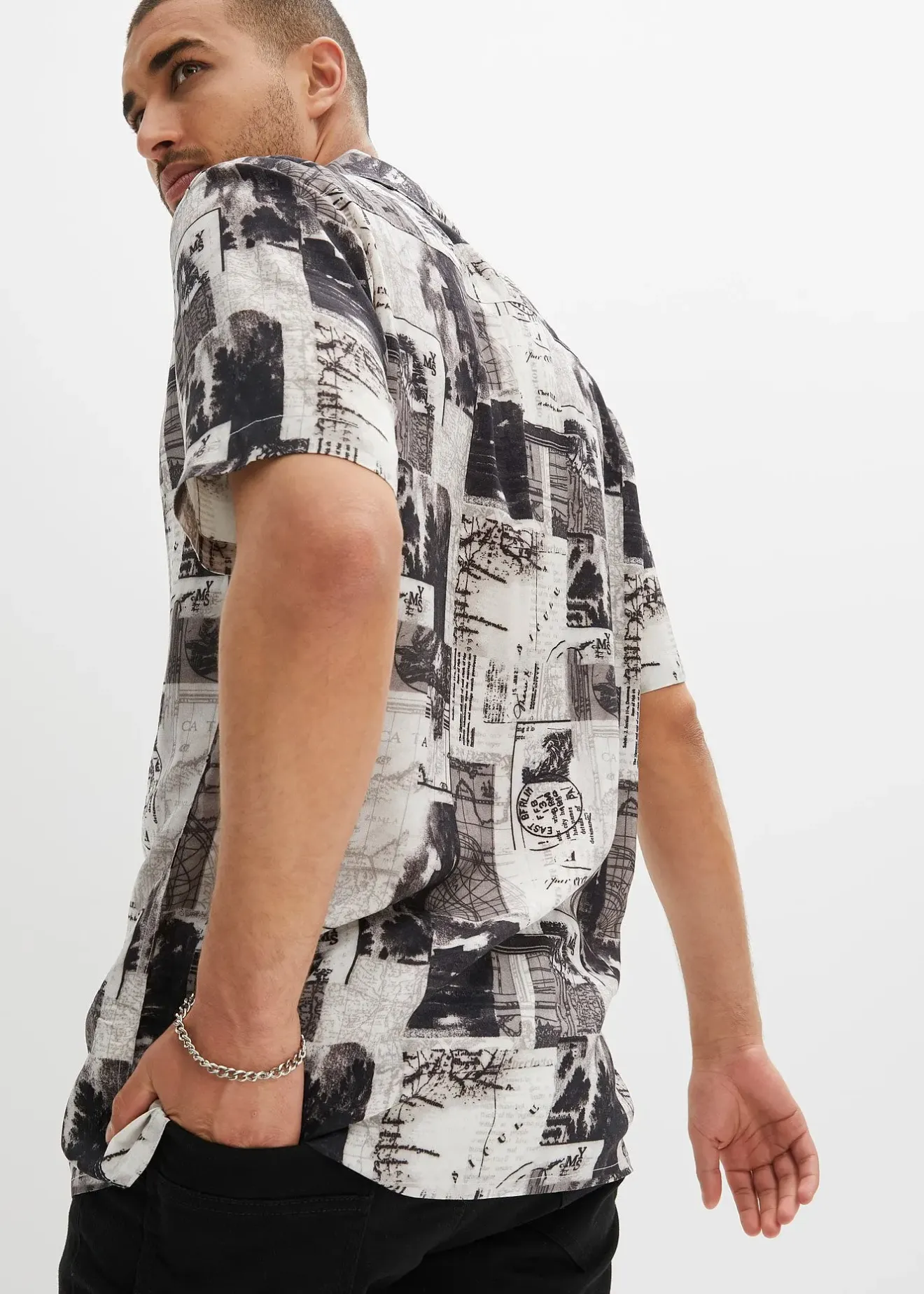 Homme bonprix Chemises|Chemise manches courtes en viscose