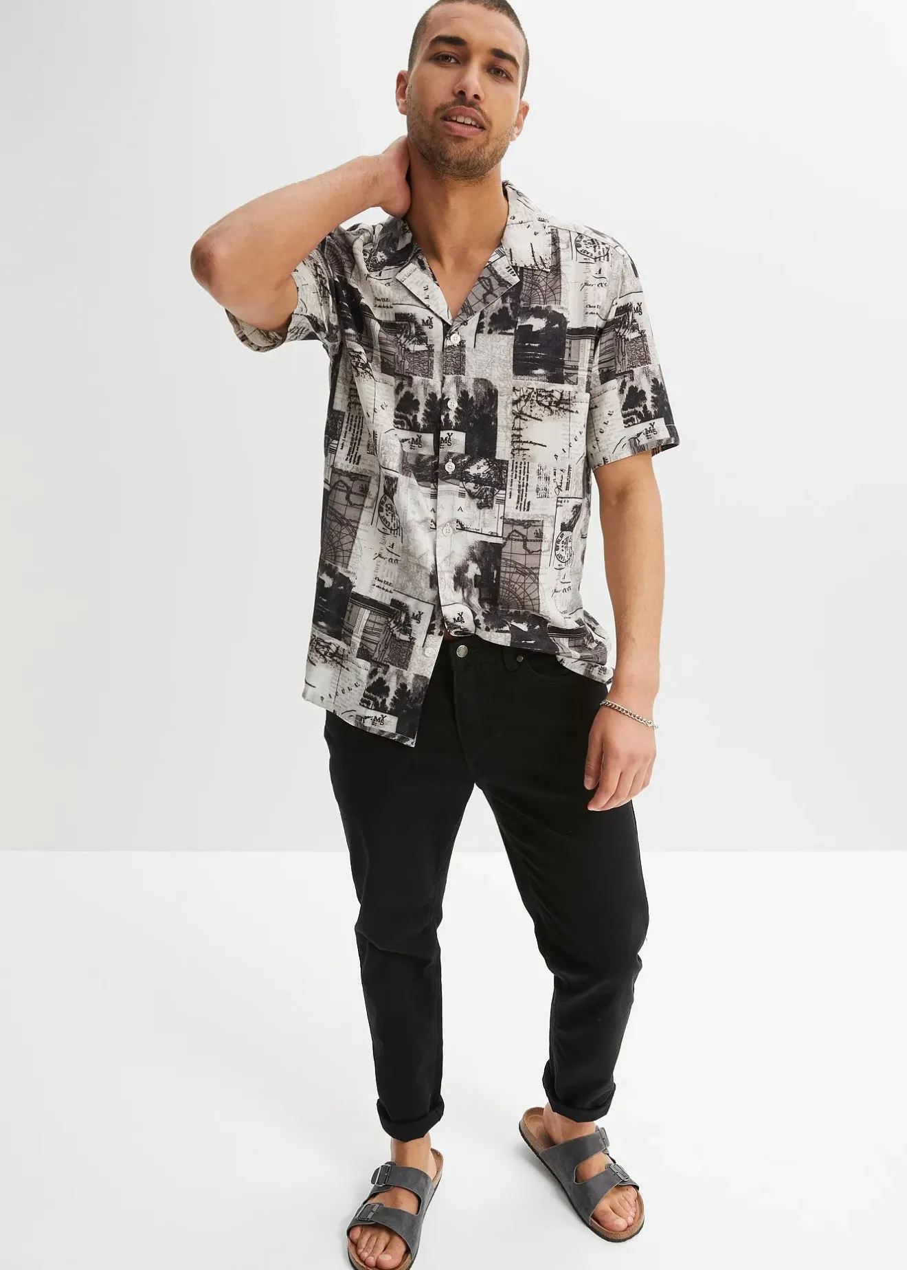 Homme bonprix Chemises|Chemise manches courtes en viscose