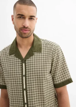 Homme bonprix Chemises|Chemise manches courtes en lin majoritaire