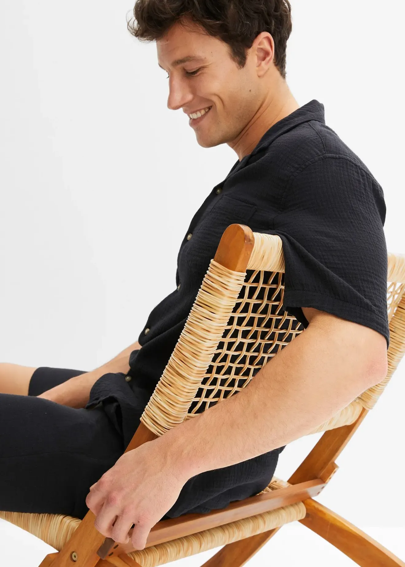 Homme bonprix Chemises|Chemise manches courtes en gaze 100% coton