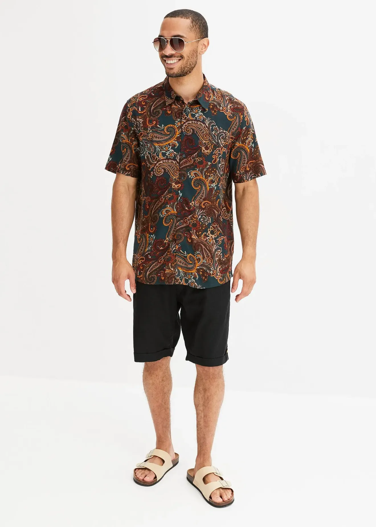 Homme bonprix Chemises|Chemise manches courtes en viscose