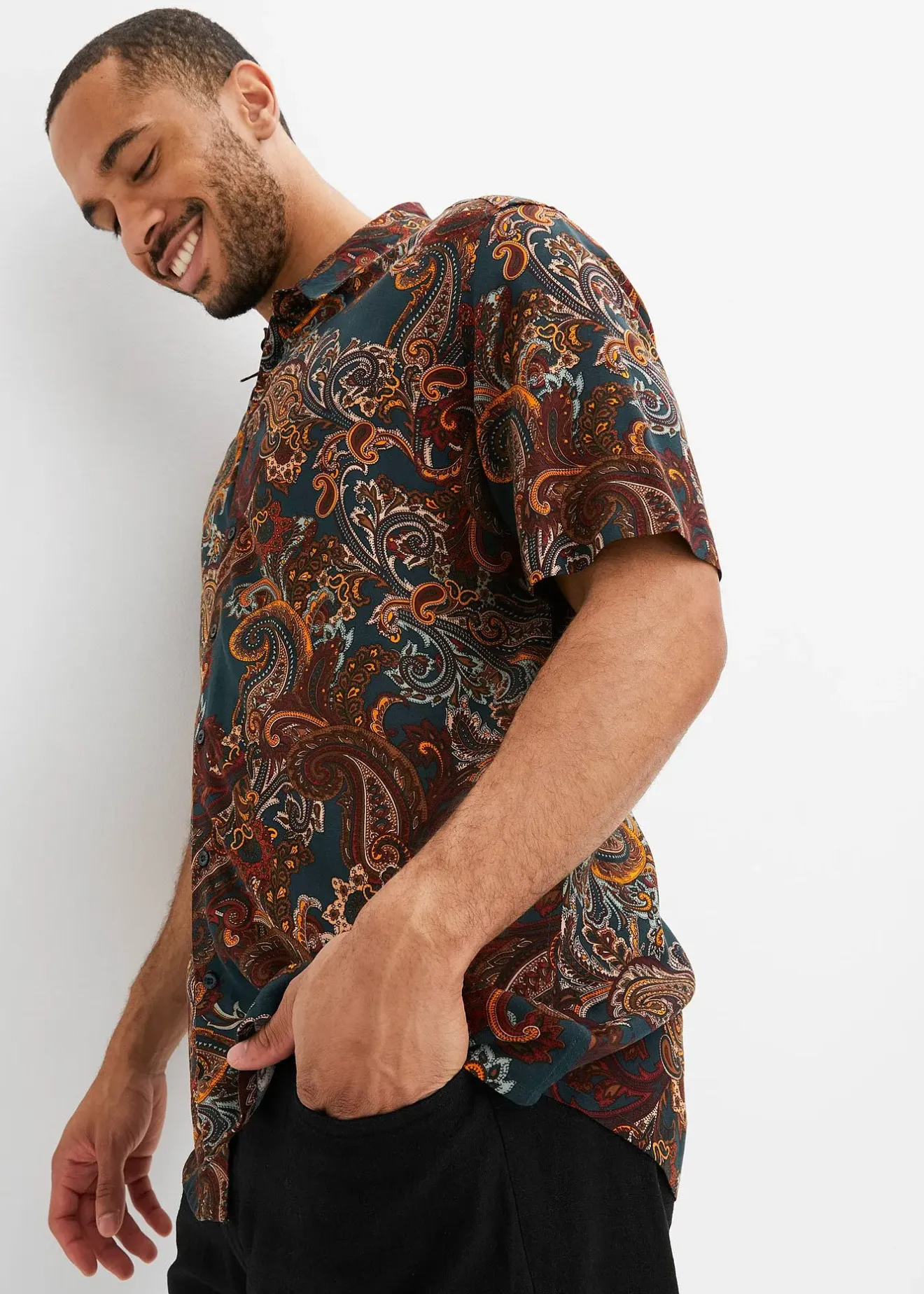 Homme bonprix Chemises|Chemise manches courtes en viscose