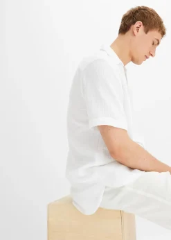 Homme bonprix Chemises|Chemise manches courtes en mousseline