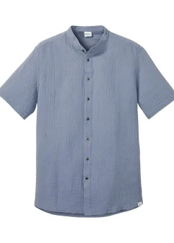 Homme bonprix Chemises|Chemise manches courtes en gaze de coton