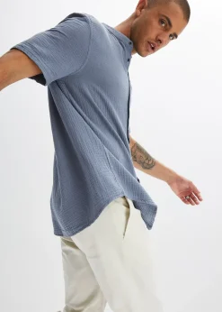 Homme bonprix Chemises|Chemise manches courtes en gaze de coton