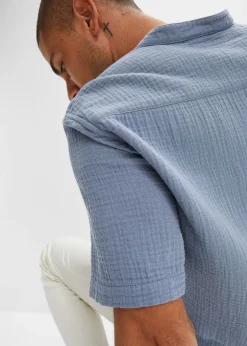 Homme bonprix Chemises|Chemise manches courtes en gaze de coton