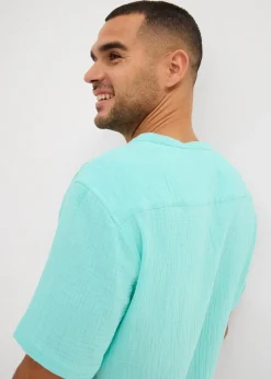 Homme bonprix Chemises|Chemise manches courtes en gaze de coton