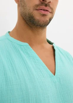 Homme bonprix Chemises|Chemise manches courtes en gaze de coton