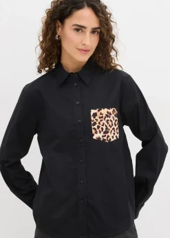 bonprix Chemise oversize avec poche poitrine contrastante|Femme Chemisiers