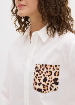 Femme bonprix Chemisiers|Chemise oversize avec poche poitrine contrastante
