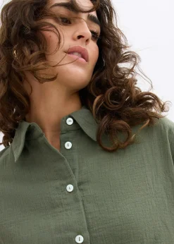 bonprix Chemise oversize en gaze de coton aérienne|Femme Deux Pièces & Ensembles|Chemisiers