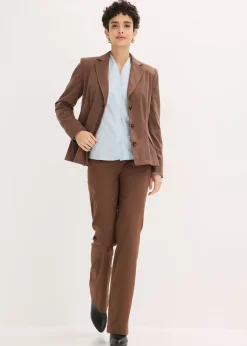 bonprix Chemisier à col cygne en popeline extensible légèrement transparente|Femme Chemisiers