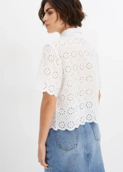 bonprix Chemisier à manches courtes, 100% coton|Femme Chemisiers