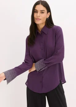 Femme bonprix Chemisiers|Chemisier avec manchettes à strass