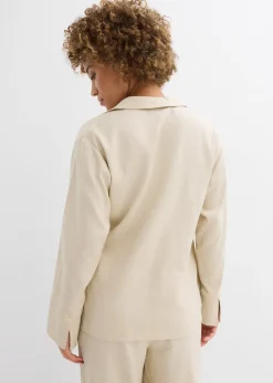 Femme bonprix Deux Pièces & Ensembles|Chemisiers|Chemisier cache-cœur en lin mélangé