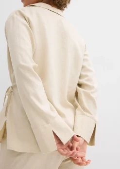 Femme bonprix Deux Pièces & Ensembles|Chemisiers|Chemisier cache-cœur en lin mélangé