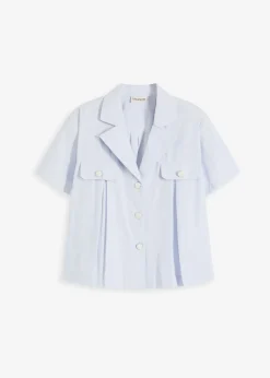 bonprix Chemisier cropped à manches courtes en popeline de coton|Femme Chemisiers