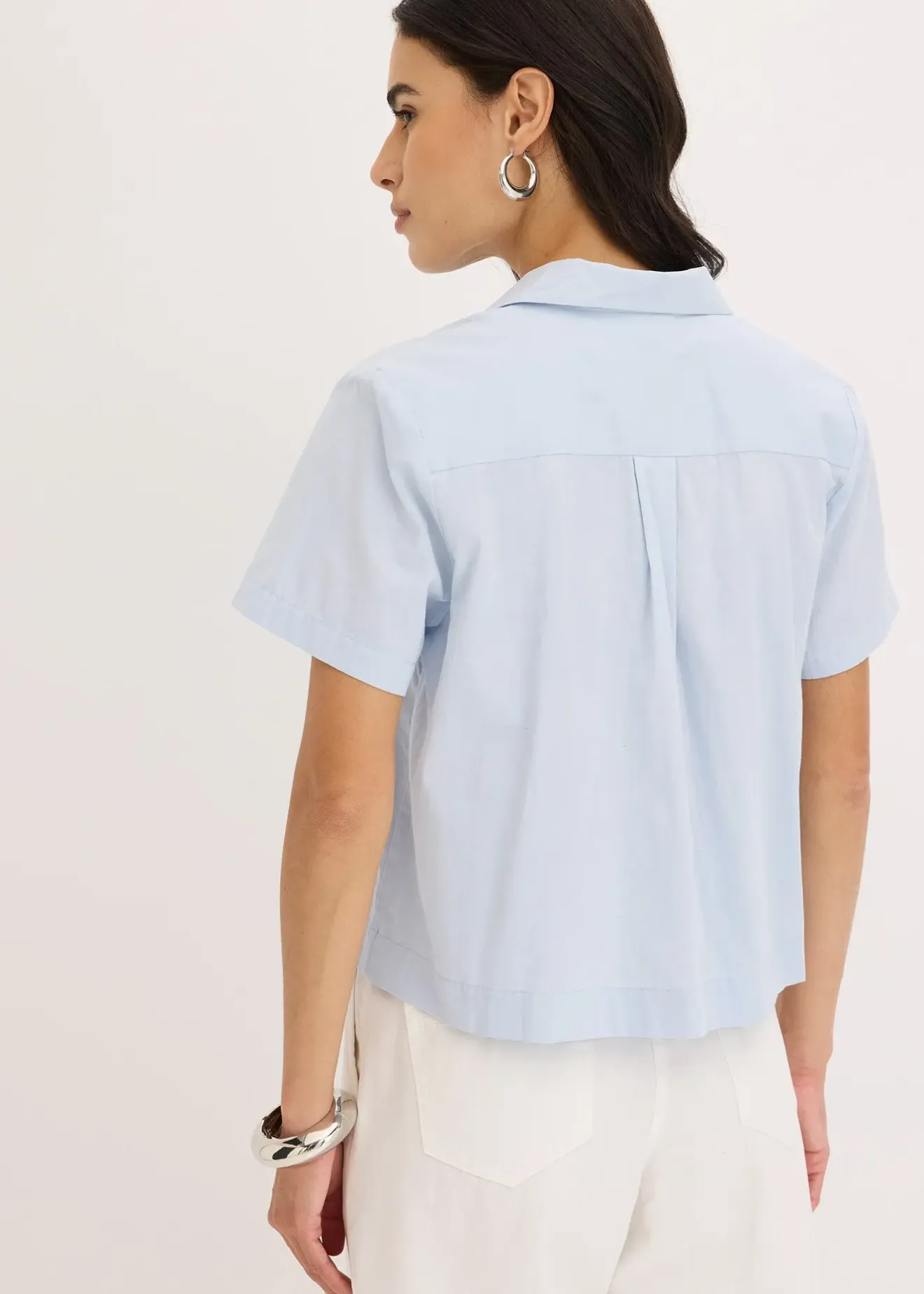 bonprix Chemisier cropped à manches courtes en popeline de coton|Femme Chemisiers