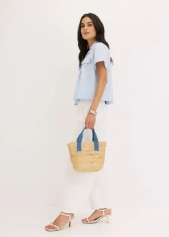 bonprix Chemisier cropped à manches courtes en popeline de coton|Femme Chemisiers