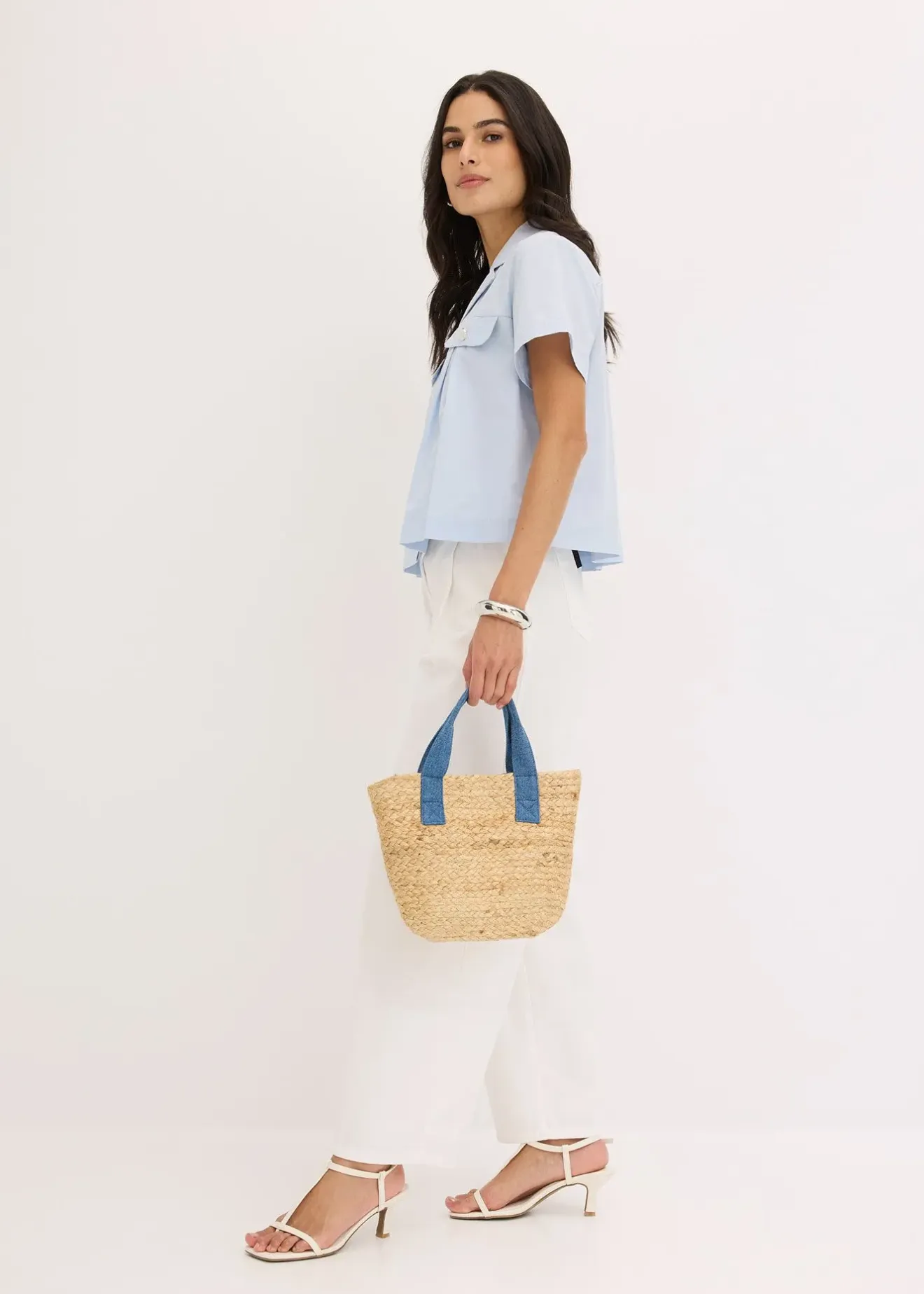 bonprix Chemisier cropped à manches courtes en popeline de coton|Femme Chemisiers