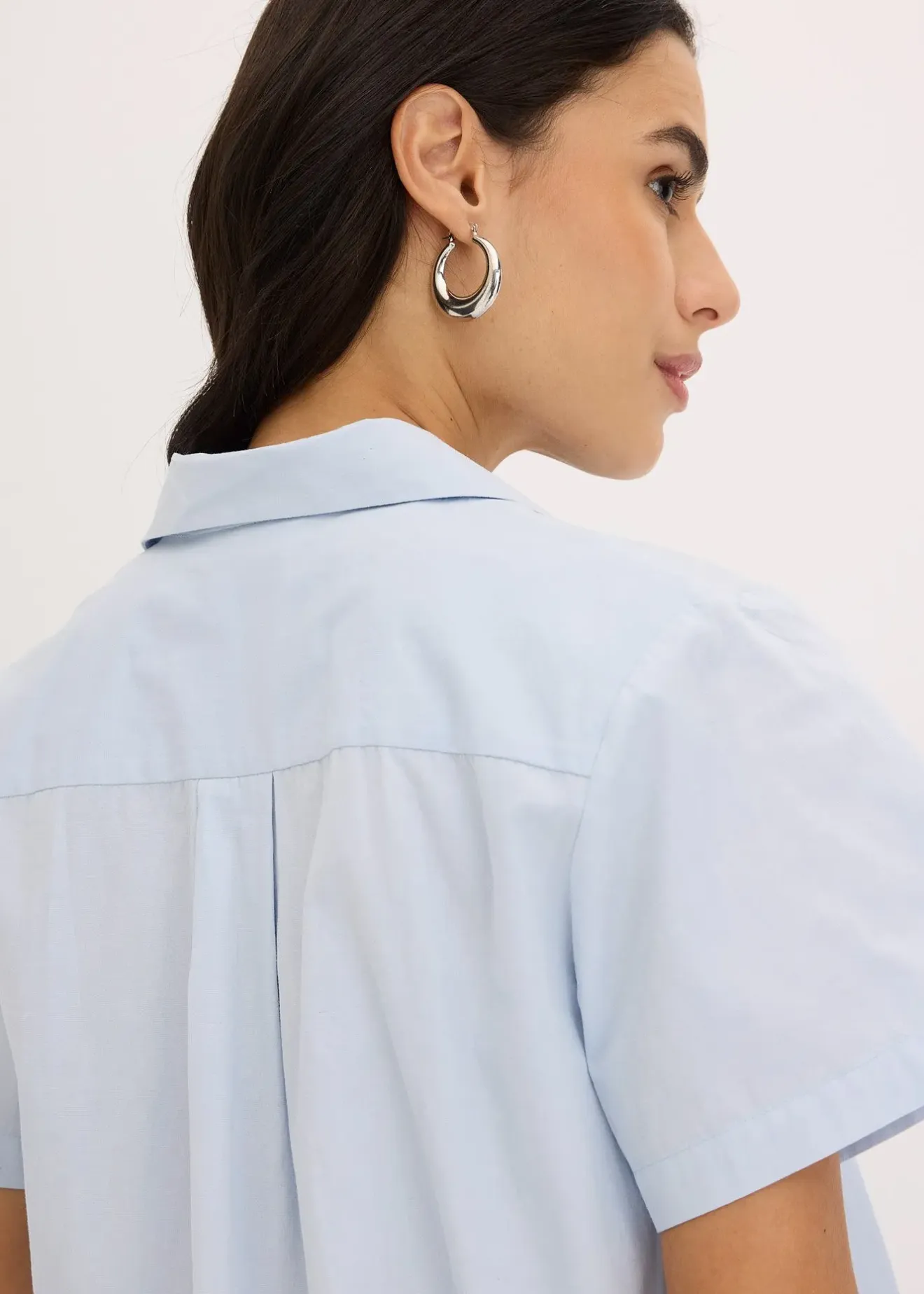 bonprix Chemisier cropped à manches courtes en popeline de coton|Femme Chemisiers