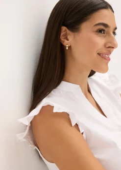 bonprix Chemisier de Dirndl à col montant et mancherons volantés|Femme Chemisiers