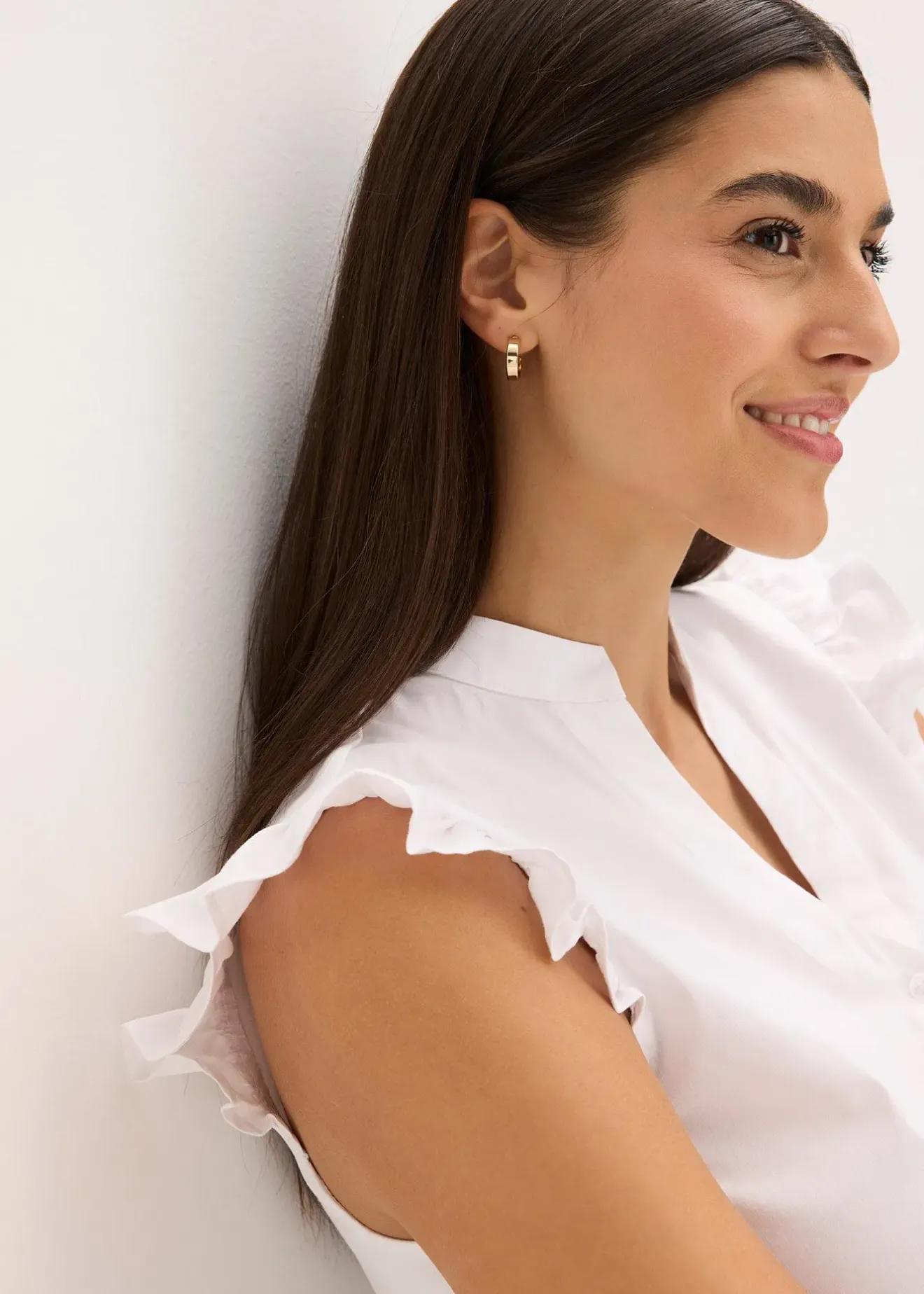 bonprix Chemisier de Dirndl à col montant et mancherons volantés|Femme Chemisiers