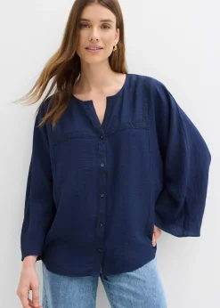 bonprix Chemisier en coton à manches larges|Femme Chemisiers