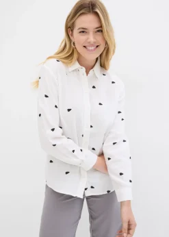 Femme bonprix Chemisiers|Chemisier en gaze de coton à motif cœurs