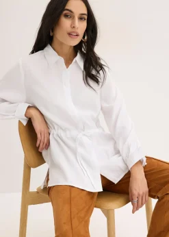 bonprix Chemisier en popeline à plis couchés|Femme Chemisiers