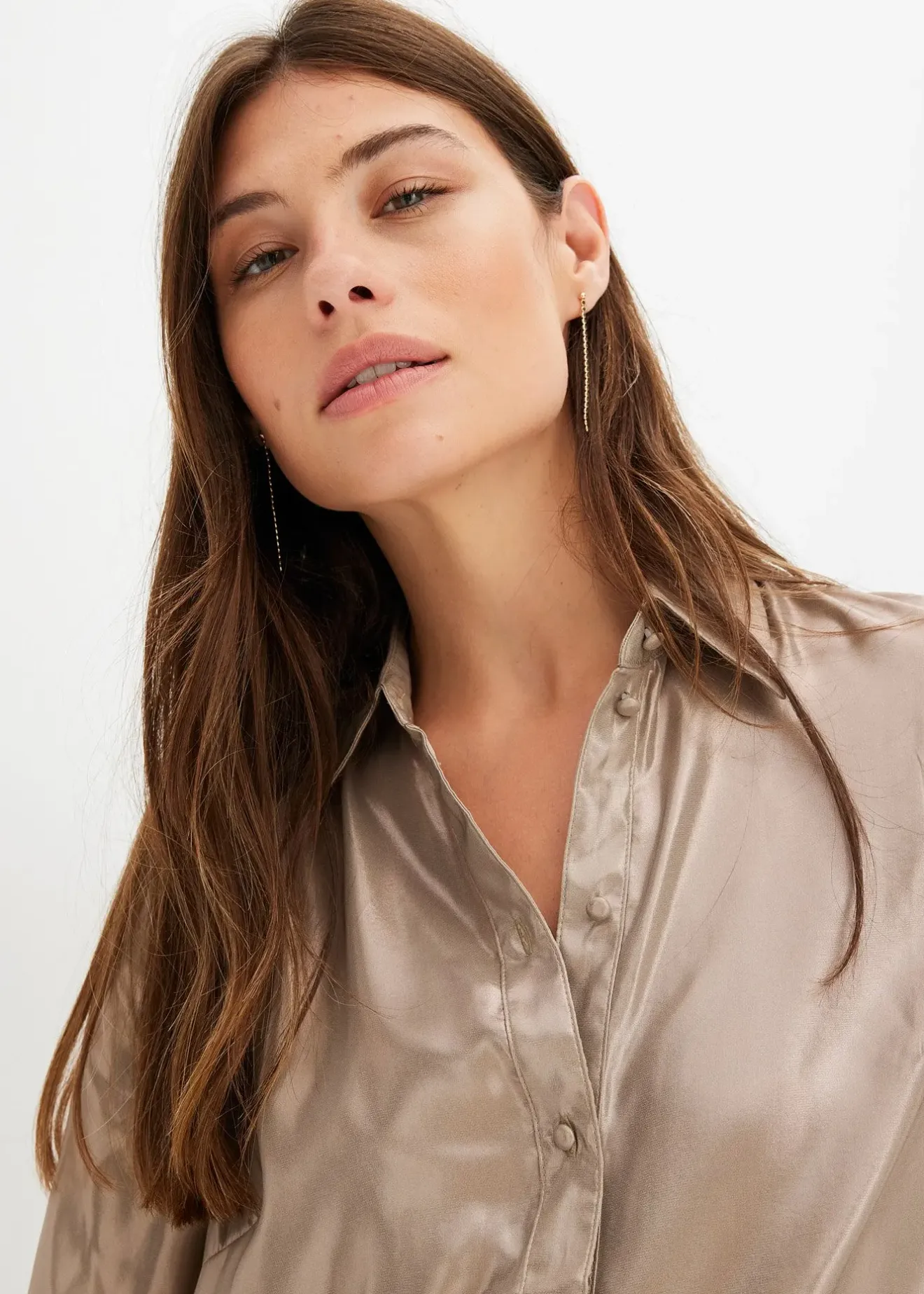 bonprix Chemisier en satin brillant|Femme Chemisiers