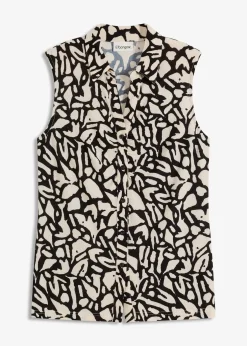 bonprix Chemisier froncé sans manches, col polo|Femme T-Shirts & Tops