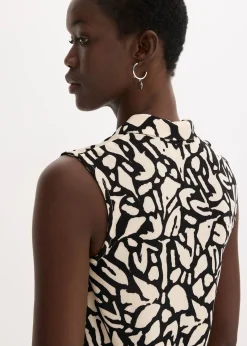 bonprix Chemisier froncé sans manches, col polo|Femme T-Shirts & Tops