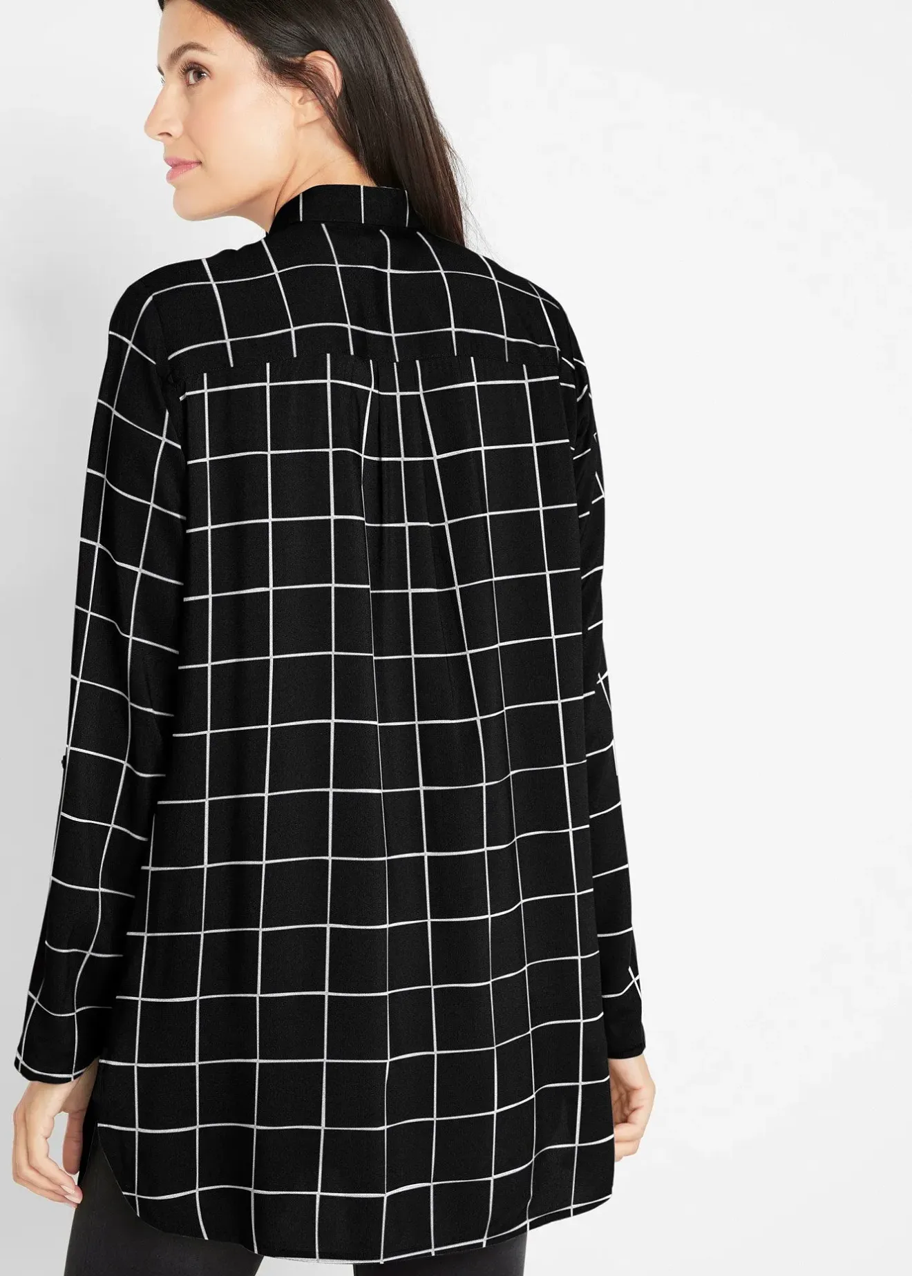 Femme bonprix Chemisiers|Chemisier long à carreaux, avec poches