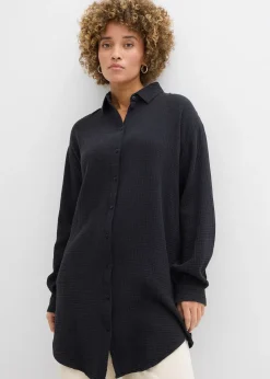 bonprix Chemisier long oversize en gaze de coton|Femme Chemisiers
