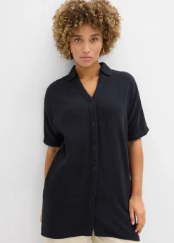 bonprix Chemisier long, oversize et doux en gaze de coton|Femme Chemisiers
