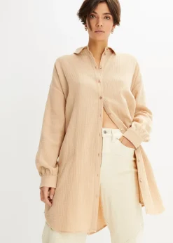 bonprix Chemisier long oversize en gaze de coton|Femme Chemisiers