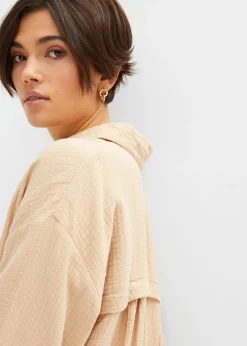 bonprix Chemisier long oversize en gaze de coton|Femme Chemisiers