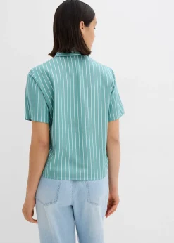 bonprix Chemisier manches courtes rayé à détail noué|Femme Chemisiers